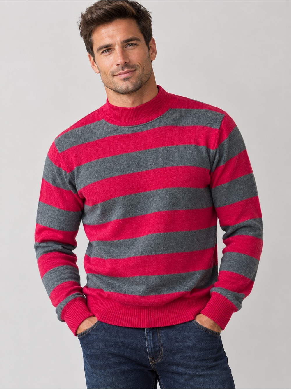 Men's Red and green Striped Crewneck Sweater (Freddy krueger)